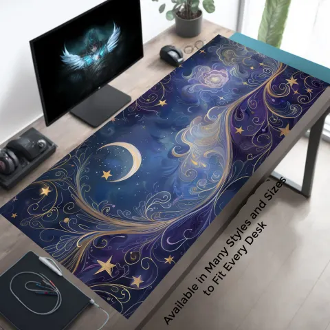 Pastel Moon and Stars Desk Mat